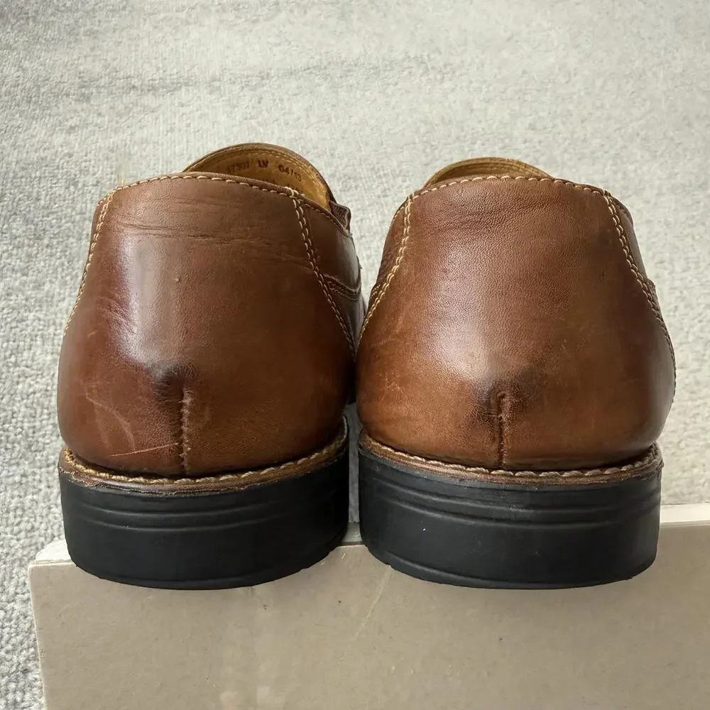 Sandro Shoes Mens Size 9.5 Brown Leather Slip On Comfort Loafers Square Toe